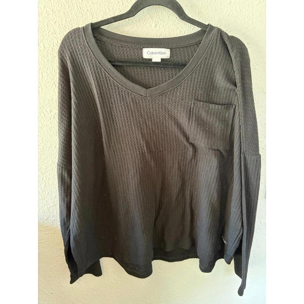 Calvin Klein black soft waffle knit long sleeve size XXL